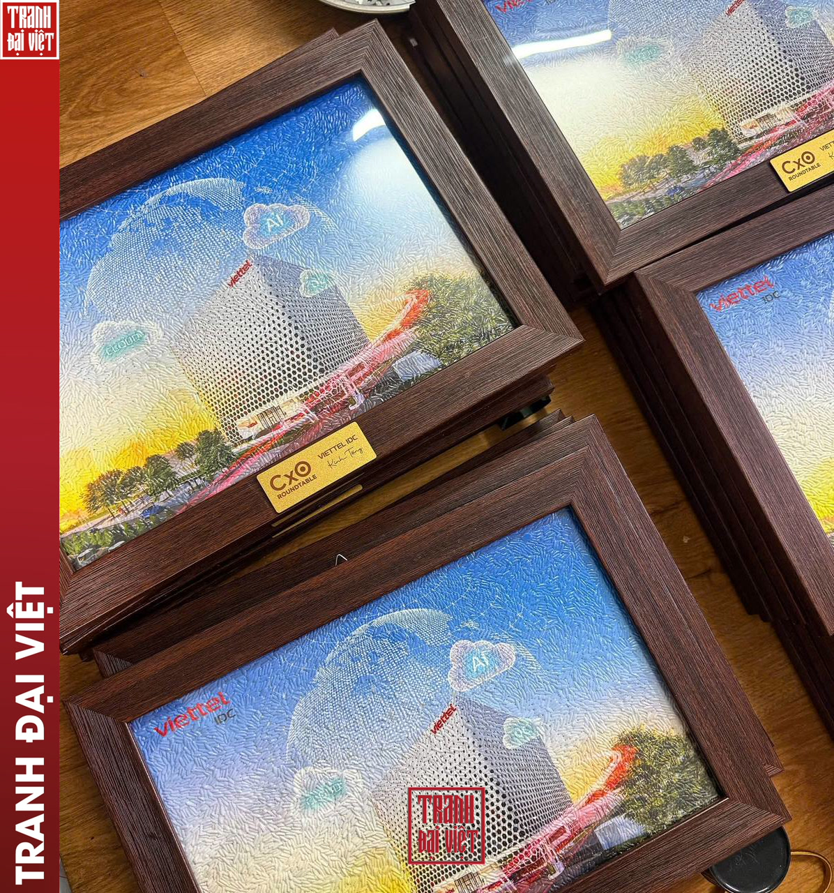 Ảnh 4 Tranh gạo màu Tri ân tập đoàn Viettel (size 25x35 - khung nâu sần) - Tranh Đại Việt