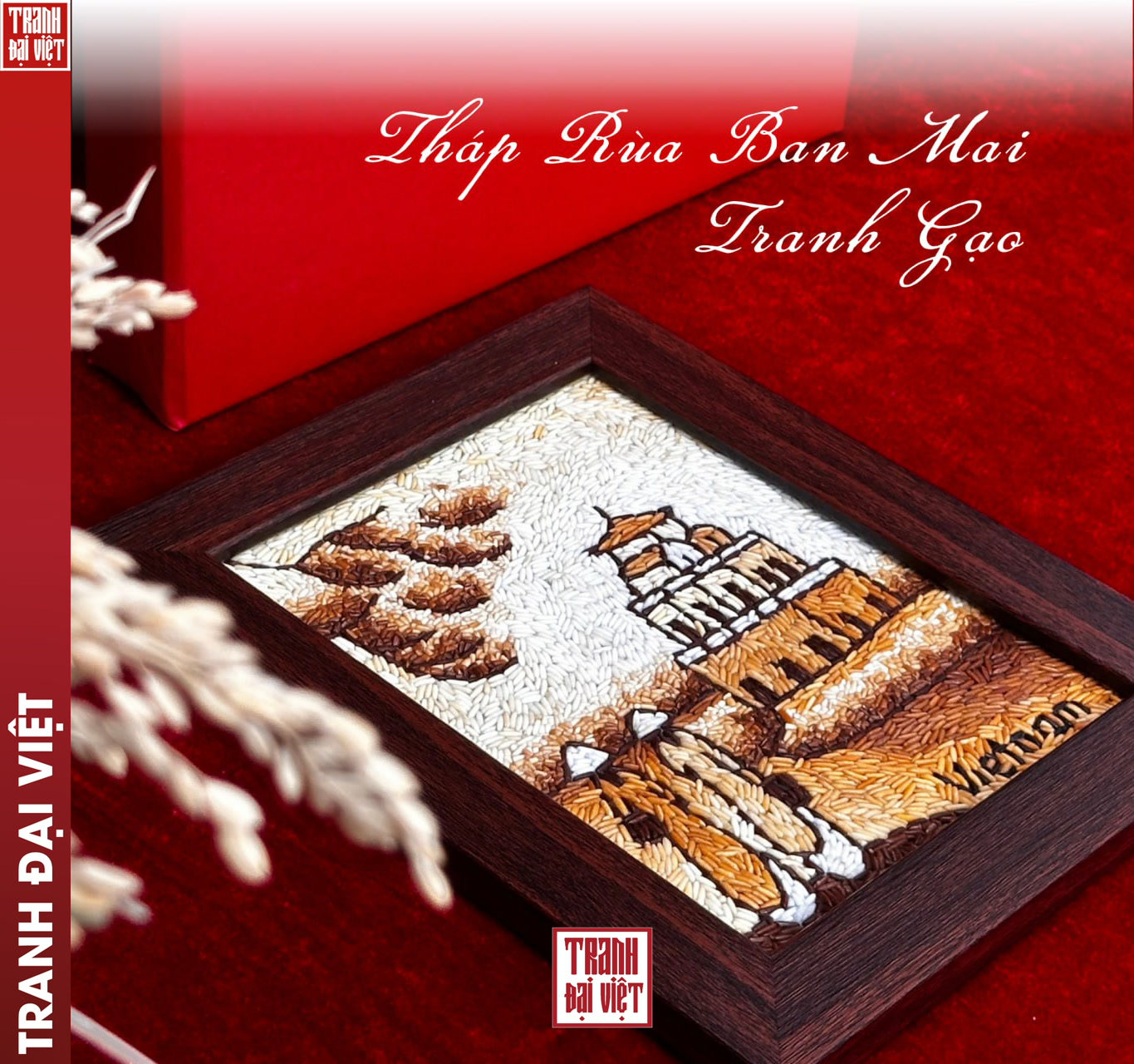 Ảnh 6 Tranh Gạo Rang Tháp Rùa Ban Mai - Tranh Đại Việt